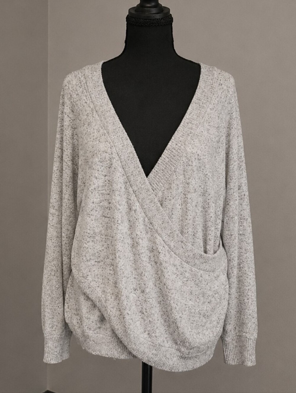Freeloader Women's Heather Gray V-Neck Wrap Sweater
